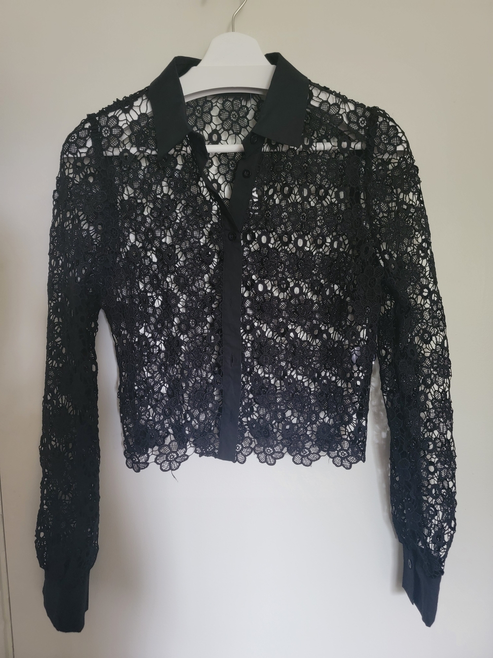 Ina Black Lace Button-Down Shirt